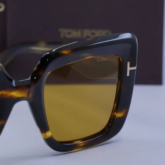 Tom Ford FT1157 52E Esme Square Sunglasses - Dark Havana  display picture 3